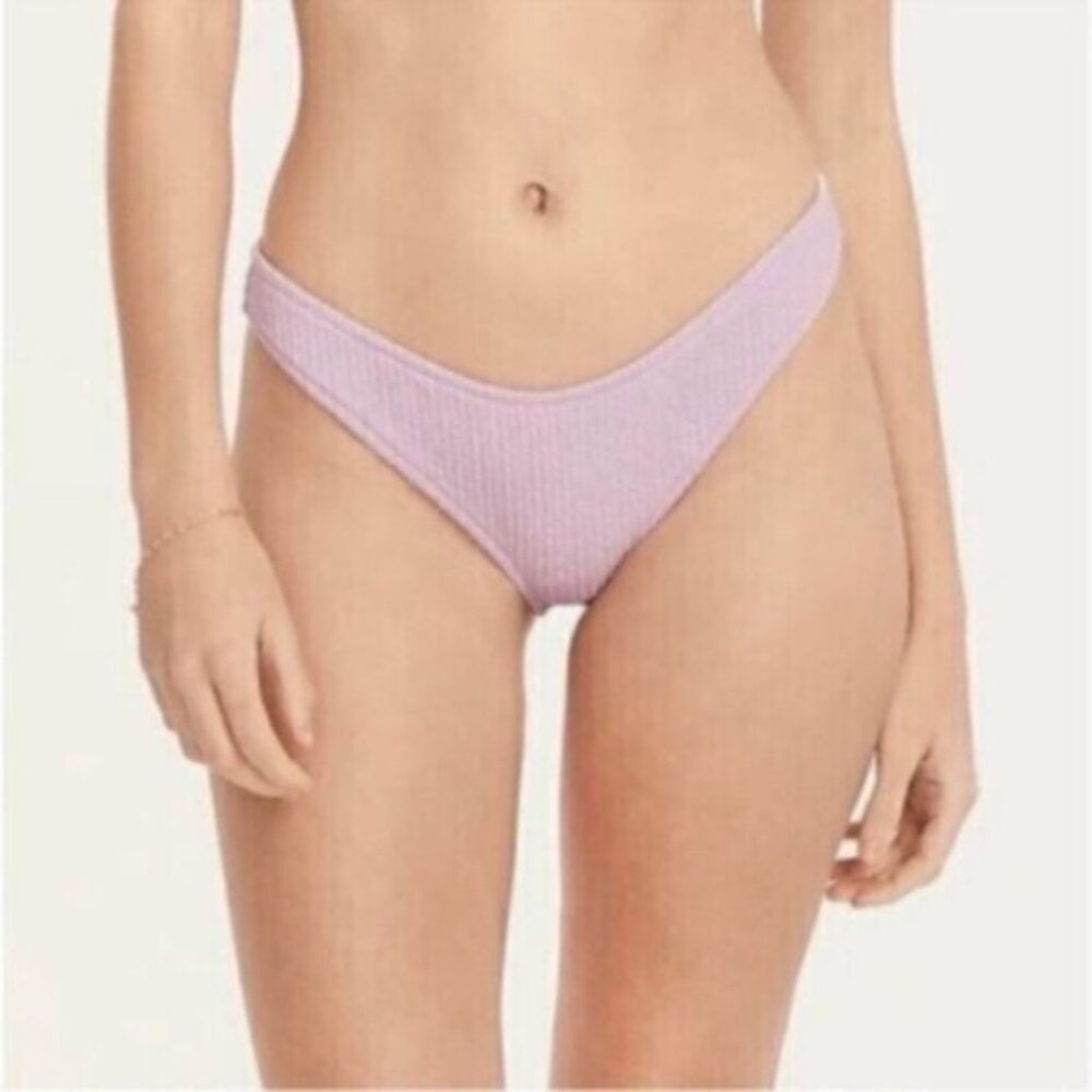 NWT J.Crew Purple Textured Curved Waist Cheeky Bikini Bottom Size Small